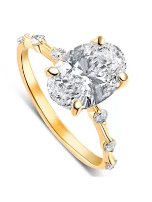 Lab Created Certified 2 3/4Ct tw Oval Diamond Engagement Ring Lab Grown 14k White Gold (FG/SI1) by Pompeii