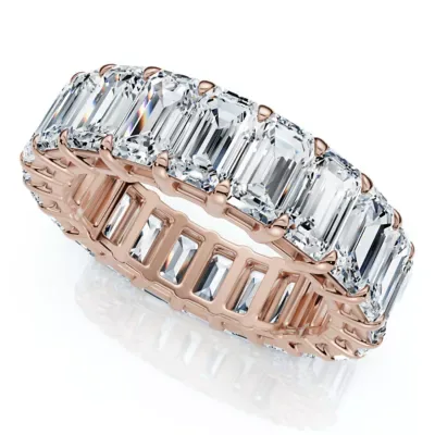 Lab Created 6Ct Emerald Cut Diamond Eternity Ring 14k Gold or Platinum Lab Grown by Pompeii
