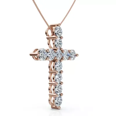 Lab Created 4Ct tw Diamond Cross Pendant 14k Gold 18 Necklace Lab Grown by Pompeii
