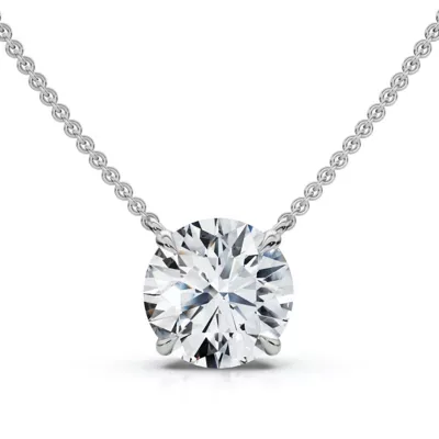 Lab Created 1 - 4Ct Solitaire Round Cut Diamond Pendant 14k Gold Necklace Lab Grown 18 In by Pompeii