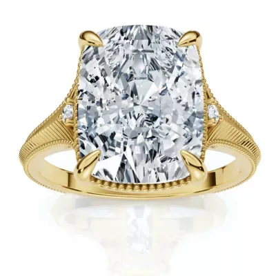 Lab Created Certified 5Ct Taylor Elongated Cushion Engagement Ring 14k Yellow Gold Lab Grown by Pompeii