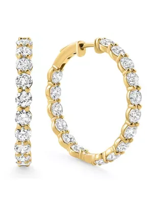 Lab Created 7Ct tw Round Diamond Inside Outside Hoops Vault Lock 14k Yellow Gold Lab Grown