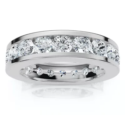 Lab Created 2Ct Channel Set Diamond Eternity Ring 14k Gold or Platinum Lab Grown EF/VS