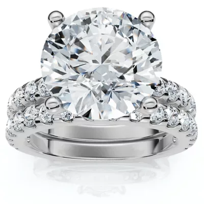 Lab Created Certified 3 1/2Ct Diamond Engagement Matching Wedding Rings 14k Gold Lab Grown