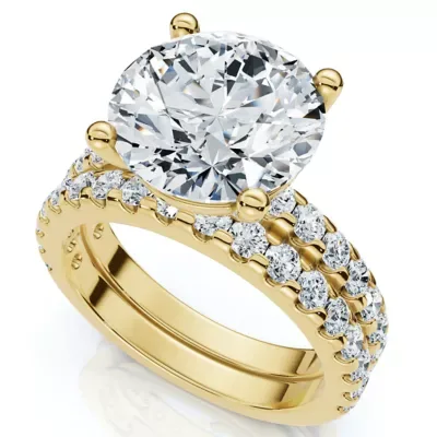 Lab Created Certified 3 1/2Ct Diamond Engagement Matching Wedding Rings 14k Gold Lab Grown