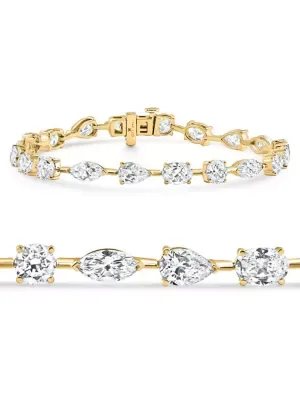Lab Created 10Ct Mixed Cut Diamond Tennis Bracelet 7" 14k Yellow Gold Lab Grown by Pompeii