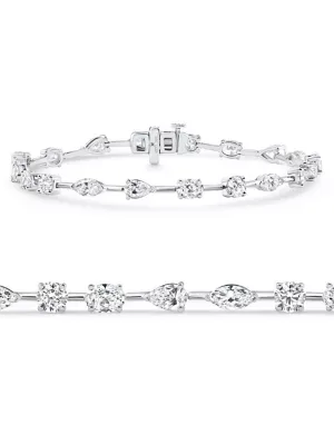 Lab Created 8Ct Mixed Cut Diamond Tennis Bracelet 7" 14k White Gold Lab Grown by Pompeii