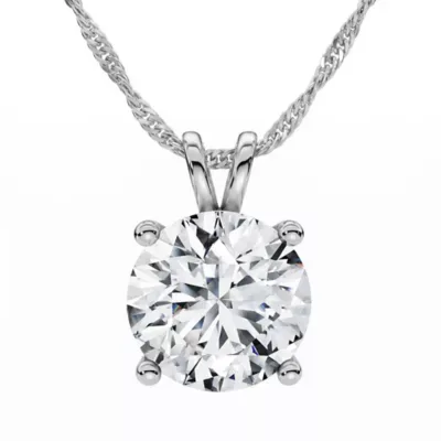 Lab Created 1Ct Solitaire Diamond Pendant 14k Gold Necklace Lab Grown 18" by Pompeii
