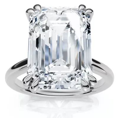 Lab Created Certified 6Ct Emerald Cut Diamond Solitaire Ring 14k Gold Lab Grown FG/VS