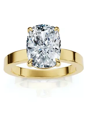 Lab Created Certified 2Ct Cushion Diamond Cigar Band Engagement Ring Gold Lab Grown FG/VS by Pompeii