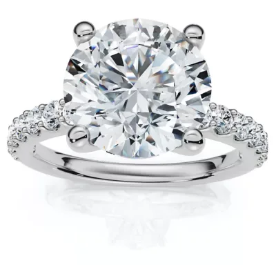 Lab Created Certified 3.40Ct Diamond Engagement Ring 14k Gold Lab Grown by Pompeii