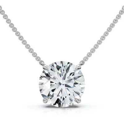 Lab Created 1 1/2Ct Round Cut Solitaire Diamond Pendant 14k Gold 18" Chain Lab Grown