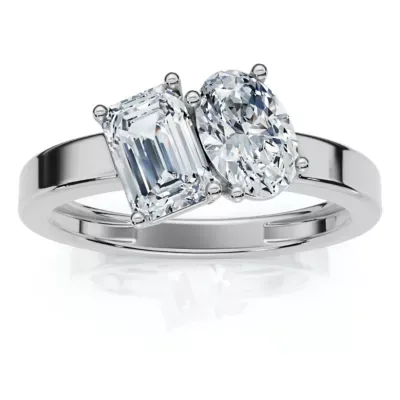 Lab Created Toi Et Moi 1ct Diamond Ring 14k Gold Lab Grown EF/VS
