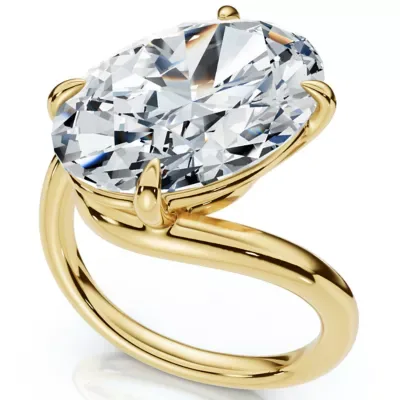 Lab Created Certified 7Ct Aire Oval Cut Diamond Solitaire Engagement Ring 14k Gold Lab Grown