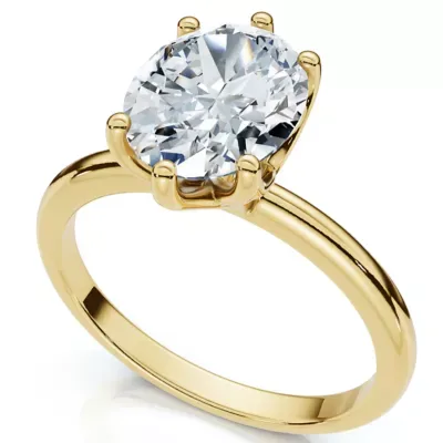 Lab Created Certified 1 1/2Ct Lotus Solitaire Diamond Engagement Ring 14k Gold Lab Grown