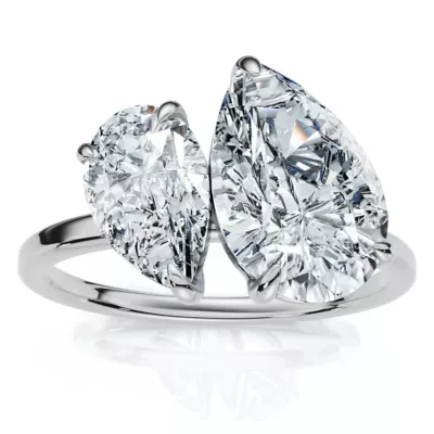 Lab Created 3Ct Toi Et Moi Pear Shape Diamond Ring 14k Gold Lab Grown EF/VS