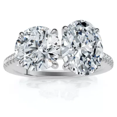 Lab Created 2 1/10Ct Toi Et Moi Oval & Round Diamond Ring 14k Gold or Platinum Lab Grown