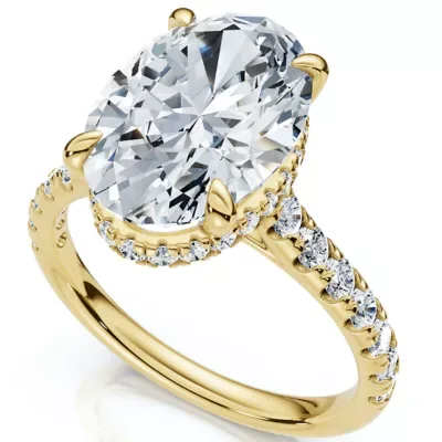 Lab Created Certified 3 1/2Ct Oval Hidden Halo Diamond Engagement Ring 14k Gold Lab Grown
