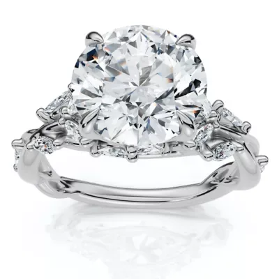 Lab Created Certified 3Ct Garden Diamond Engagement Ring 14k Gold or Platinum Lab Grown by Pompeii