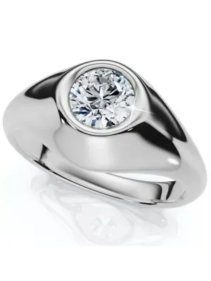 Lab Created Solitaire Round Diamond Ring 1Ct Anniversary Pinky Ring 14k Gold Lab Grown by Pompeii