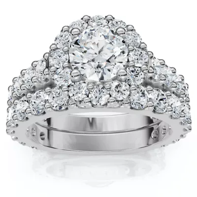 Lab Created 2Ct Diamond Engagement Wedding Engagement Ring Set 10k Gold Lab Grown