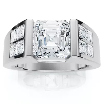 Lab Created Certified 5.40Ct Asscher Cut Diamond Ring 14k Gold Lab Grown GH/VS by Pompeii