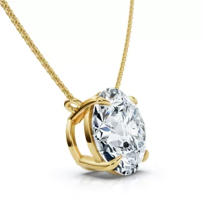Lab Created Certified 4Ct Diamond Solitaire Pendant 14k Gold 18" Necklace Lab Grown by Pompeii