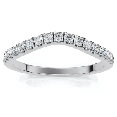 Lab Created Curved Accent Diamond Guard Ring 14k Gold EF/VS Lab Grown