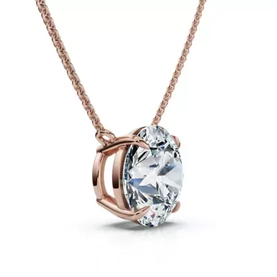 Lab Created 2Ct Round Cut Diamond Solitaire Pendant 14k Gold 18" Necklace Lab Grown by Pompeii