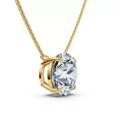 Lab Created 2Ct Round Cut Diamond Solitaire Pendant 14k Gold 18" Necklace Lab Grown