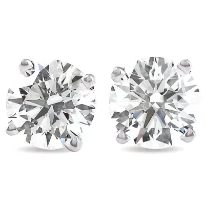 Lab Created Certified 4 ct tw Round Lab Grown Ideal Cut Screw Back Studs 14k White Gold by Pompeii