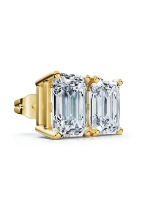 Lab Created F/VS 1 - 8Ct Emerald Cut Diamond Studs 14k Gold Lab Grown Earrings by Pompeii