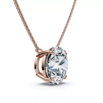 Lab Created Certified 2Ct Diamond Solitaire Pendant 14k Gold 18" Necklace Lab Grown