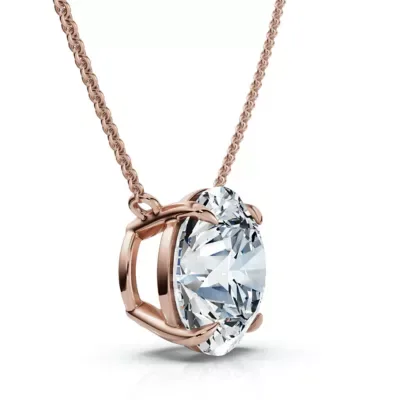 Lab Created Certified 3Ct Diamond Solitaire Pendant 14k Gold 18" Necklace Lab Grown