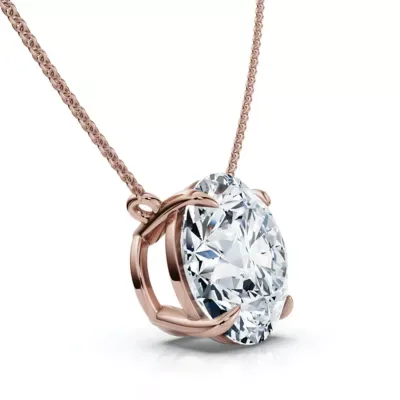 Lab Created Certified 4Ct Diamond Solitaire Pendant 14k Gold 18" Necklace Lab Grown