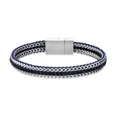 10MM Black IP Stainless Steel & Blue Cord Bracelet by Lynx