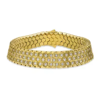 13.5MM Gold Tone Stainless Steel Honeycomb Bracelet, 8.5 In by Lynx