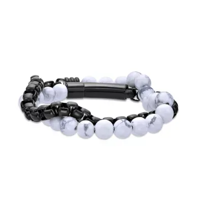 Stainless Steel Gemstone Wrap Bracelet by Lynx