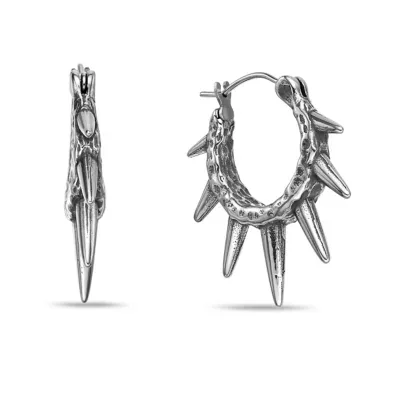 Stainless Steel Spike Hoop Earrings by Lynx