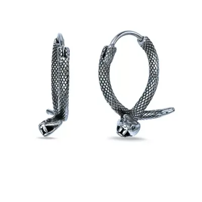 Stainless Steel Snake Huggie Hoop Earrings by Lynx