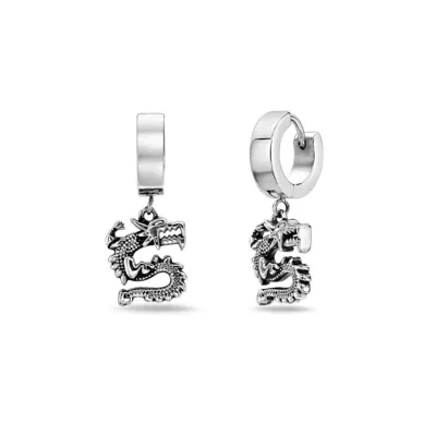 Stainless Steel Dragon Huggie Hoop Earrings by Lynx