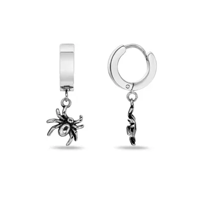 Stainless Steel Spider Huggie Hoop Earrings by Lynx