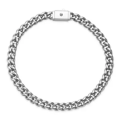6MM Steel Curb Chain Bracelet, 8.5 In