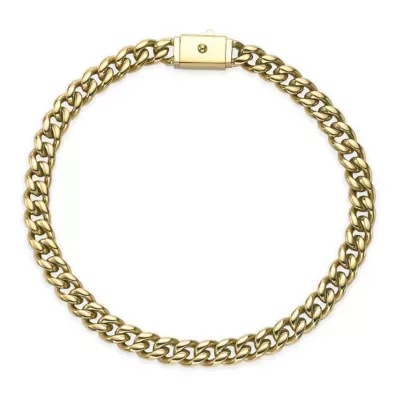 6MM Steel Curb Chain Bracelet, 8.5 In
