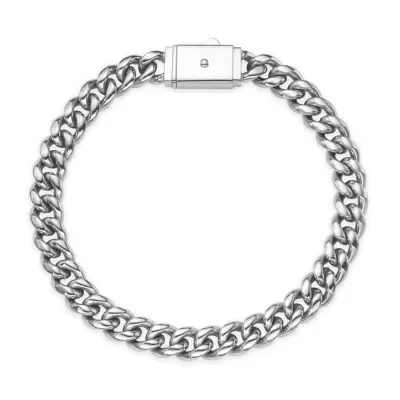 8MM Steel Curb Chain Bracelet, 8.5 In