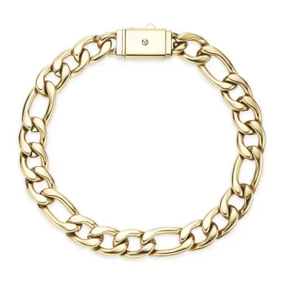 Stainless Steel Figaro Chain Bracelet in Gold Tone, 8.5 In by Lynx