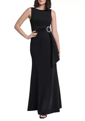 Sleeveless Crepe Rhinestone Hardware Dress by Jessica Howard
