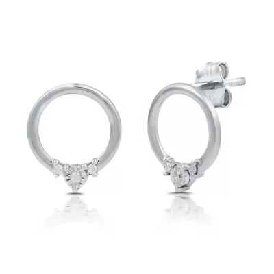 Lab Created Lab-Grown Diamond Accent Sterling Silver Circle Stud Earrings by Diamond Essentials