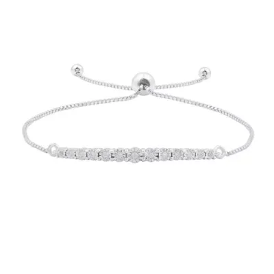 Lab Created 0.10 CTW Round Lab-Grown Diamond Sterling Silver Bolo Bracelet, 8 In by Diamond Essentials