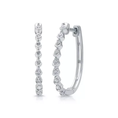 Lab Created 0.25 CTW Lab-Grown Diamond Sterling Silver Huggie Hoop Earrings by Diamond Essentials